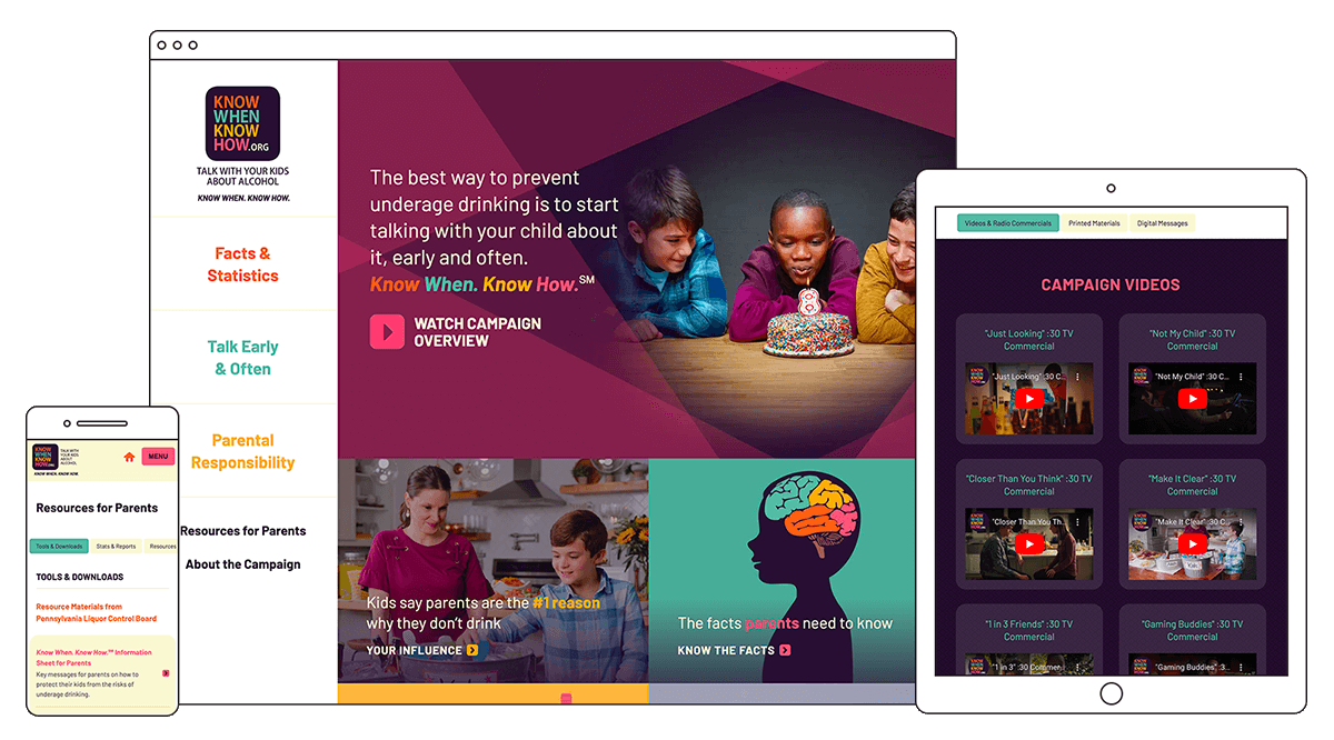 Screenshots of website.